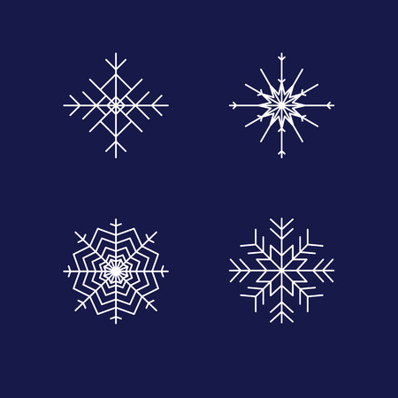 Snowflakes icons on blue background. Vector illustration.のイラスト素材