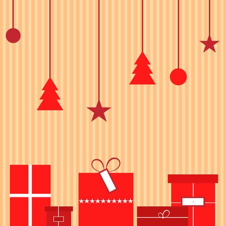 Christmas present and Christmas tree decoration icons. Vector illustration.のイラスト素材