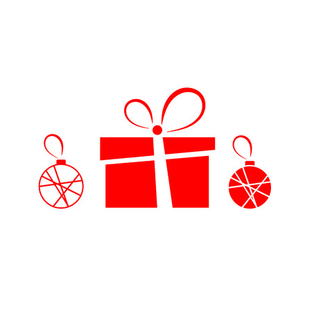 Christmas present and Christmas tree decoration icons. Vector illustration.のイラスト素材