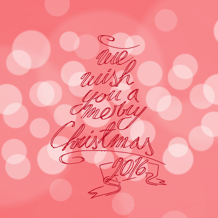 Merry Christmas. Blurred lights background with Christmas lettering. Vector illustration.のイラスト素材