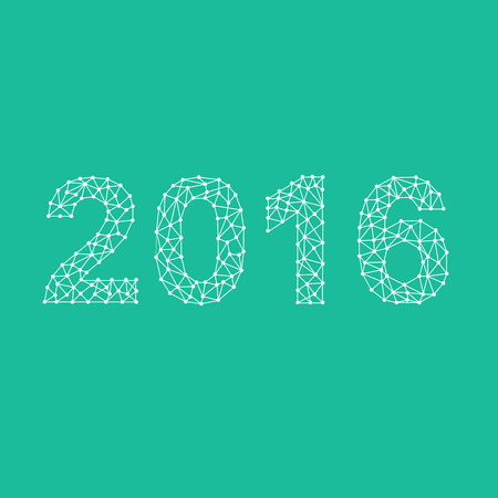 Polygon 2016 on blue background. Vector illustration.のイラスト素材