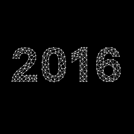 Polygon 2016 on blue background. Vector illustration.のイラスト素材