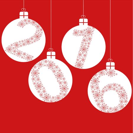 2016 Christmas decoration sign on red background. Vector illustration.のイラスト素材