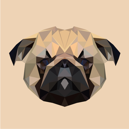 Pug puppy dog low poly design. Triangle vector illustration.のイラスト素材