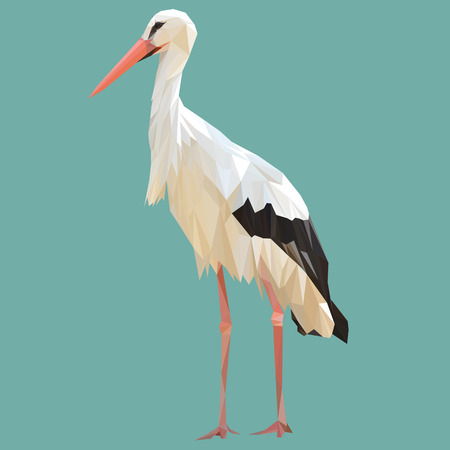 Stork bird animal low poly design. Triangle vector illustration.のイラスト素材