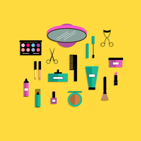 Flat design modern concept of make up accessories.Vector illustration.のイラスト素材