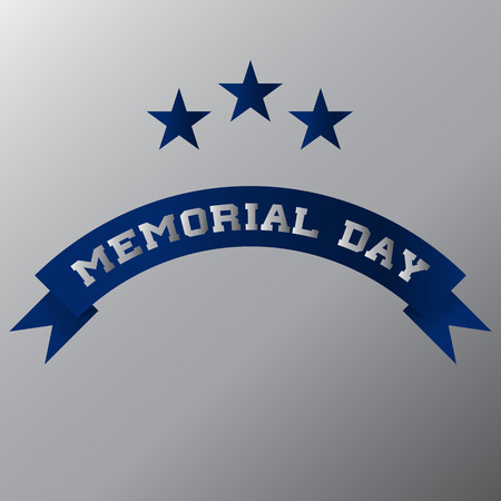 Memorial Day blue ribbon with stars.. Vector illustration.のイラスト素材