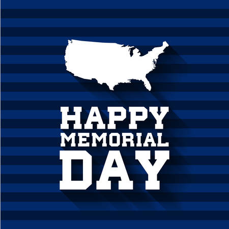 Happy Memorial Day background with USA map. Vector illustration.のイラスト素材