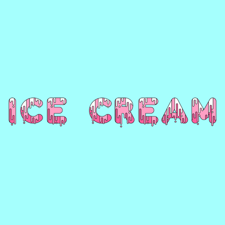 Ice cream. Bubble font with dripping paint. Vector illustration.のイラスト素材
