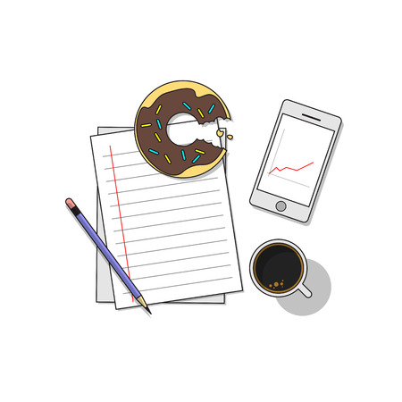 Working desk concept. Flat design vector illustration.のイラスト素材