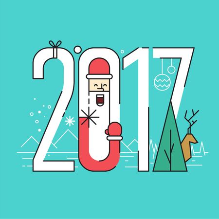 Abstract Christmas 2017 concept. Flat design vector illustration.のイラスト素材