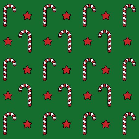 Lollipop with stars Christmas gift pattern. Flat design vector illustration.のイラスト素材