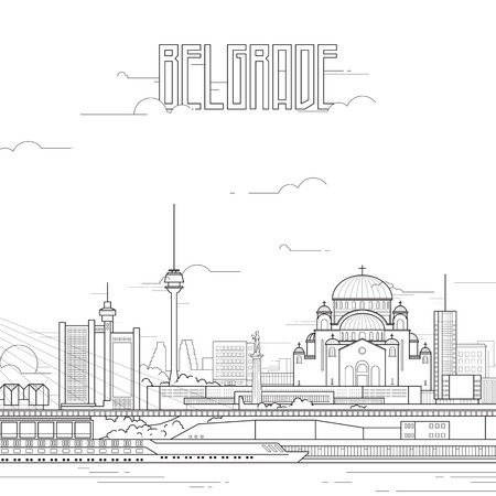 Belgrade city with iconic buildingsのイラスト素材