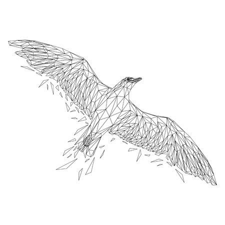 Seagull animal low poly design. Triangle vector illustration.のイラスト素材