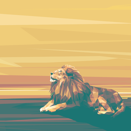 Lion animal low poly design. Triangle vector illustration.のイラスト素材