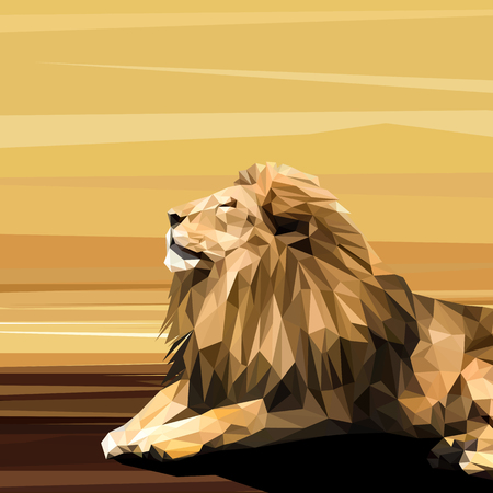 Lion animal low poly design. Triangle vector illustration.のイラスト素材