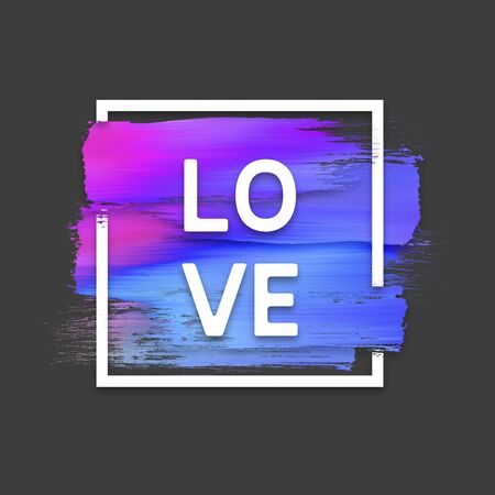 Motivation square watercolor stroke poster. Love. Quote Typographical Poster.の写真素材