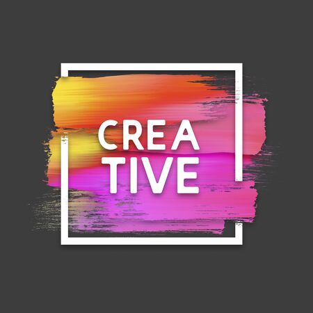 Motivation square watercolor stroke poster. Creative. Quote Typographical Poster.の写真素材