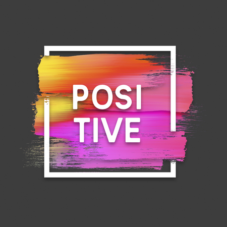 Motivation square watercolor stroke poster. Positive. Quote Typographical Poster.の写真素材