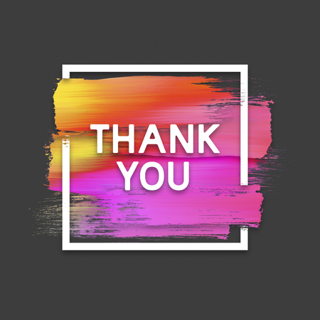 Motivation square watercolor stroke poster. Thank you. Quote Typographical Poster.の写真素材