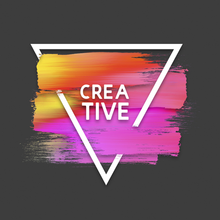 Motivation triangle watercolor stroke poster. Creative. Quote Typographical Poster.の写真素材