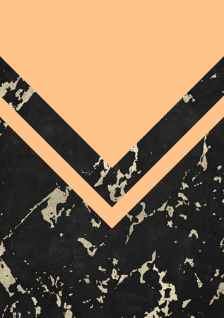 Minimalist marble background with solid color geometry. Trendy geometric poster.の写真素材