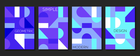 Set of 4 simple geometric modern template designs. Vector illustration.のイラスト素材