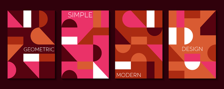 Set of 4 simple geometric modern template designs. Vector illustration.のイラスト素材