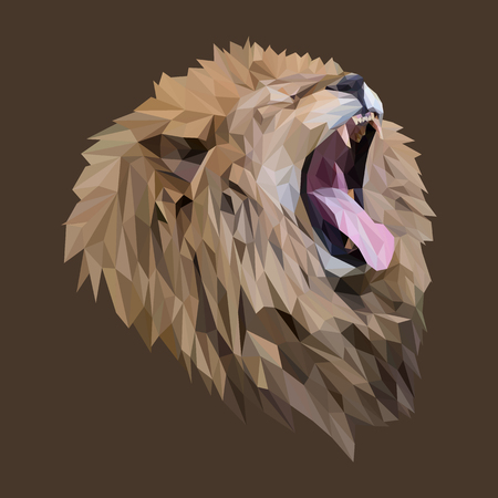 Lion low poly design. Triangle vector illustration.のイラスト素材
