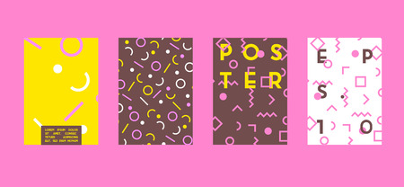 Poster with flat geometric pattern. Cool colorful backgrounds. Applicable for Banners, Placards, Posters, Flyers. Vector illustration.のイラスト素材