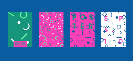 Poster with flat geometric pattern. Cool colorful backgrounds. Applicable for Banners, Placards, Posters, Flyers. Vector illustration.のイラスト素材