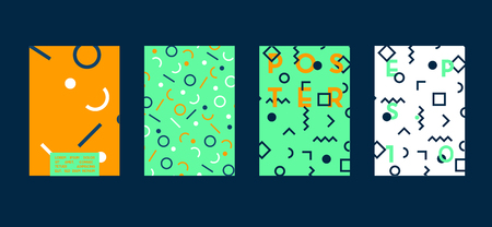 Poster with flat geometric pattern. Cool colorful backgrounds. Applicable for Banners, Placards, Posters, Flyers. Vector illustration.のイラスト素材