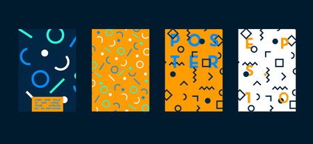 Poster with flat geometric pattern. Cool colorful backgrounds. Applicable for Banners, Placards, Posters, Flyers. Vector illustration.のイラスト素材