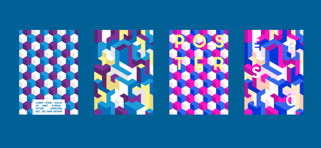 Poster with flat geometric pattern. Cool colorful backgrounds. Applicable for Banners, Placards, Posters, Flyers. Vector illustration.のイラスト素材