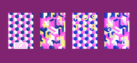 Poster with flat geometric pattern. Cool colorful backgrounds. Applicable for Banners, Placards, Posters, Flyers. Vector illustration.のイラスト素材