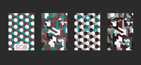 Poster with flat geometric pattern. Cool colorful backgrounds. Applicable for Banners, Placards, Posters, Flyers. Vector illustration.のイラスト素材