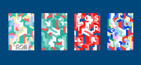 Poster with flat geometric pattern. Cool colorful backgrounds. Applicable for Banners, Placards, Posters, Flyers. Vector illustration.のイラスト素材