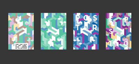 Poster with flat geometric pattern. Cool colorful backgrounds. Applicable for Banners, Placards, Posters, Flyers. Vector illustration.のイラスト素材