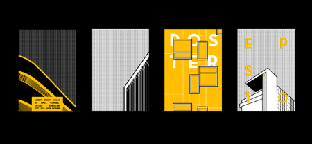 Architecture conceptual drawings. Colorful backgrounds. Applicable for Banners, Placards, Posters, Flyers. Vector illustration.のイラスト素材