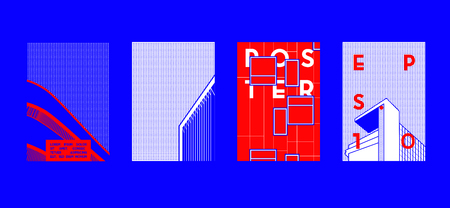 Architecture conceptual drawings. Colorful backgrounds. Applicable for Banners, Placards, Posters, Flyers. Vector illustration.のイラスト素材