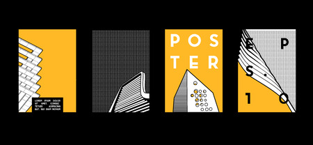 Architecture conceptual drawings. Colorful backgrounds. Applicable for Banners, Placards, Posters, Flyers. Vector illustration.のイラスト素材