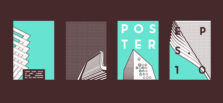 Architecture conceptual drawings. Colorful backgrounds. Applicable for Banners, Placards, Posters, Flyers. Vector illustration.のイラスト素材