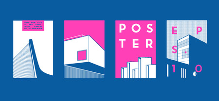 Architecture conceptual drawings. Colorful backgrounds. Applicable for Banners, Placards, Posters, Flyers. Vector illustration.のイラスト素材