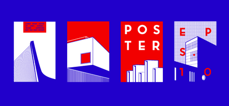 Architecture conceptual drawings. Colorful backgrounds. Applicable for Banners, Placards, Posters, Flyers. Vector illustration.のイラスト素材