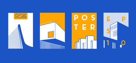 Architecture conceptual drawings. Colorful backgrounds. Applicable for Banners, Placards, Posters, Flyers. Vector illustration.のイラスト素材