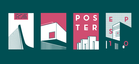 Architecture conceptual drawings. Colorful backgrounds. Applicable for Banners, Placards, Posters, Flyers. Vector illustration.のイラスト素材