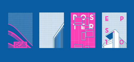 Architecture conceptual drawings. Colorful backgrounds. Applicable for Banners, Placards, Posters, Flyers. Vector illustration.のイラスト素材