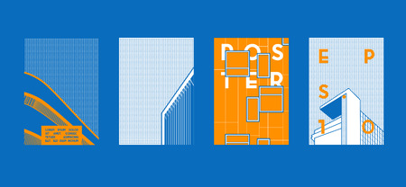 Architecture conceptual drawings. Colorful backgrounds. Applicable for Banners, Placards, Posters, Flyers. Vector illustration.のイラスト素材