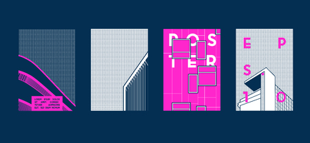 Architecture conceptual drawings. Colorful backgrounds. Applicable for Banners, Placards, Posters, Flyers. Vector illustration.のイラスト素材