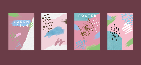 Poster with retro shapes. Cool colorful backgrounds. Applicable for Banners, Placards, Posters, Flyers. Vector illustration.の写真素材